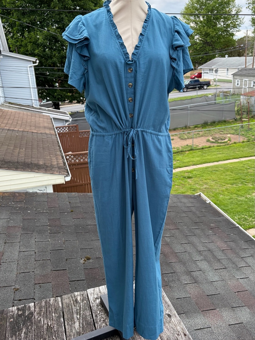 Olivia James The Label Charlotte Jumpsuit in Muted Blue Sz XL